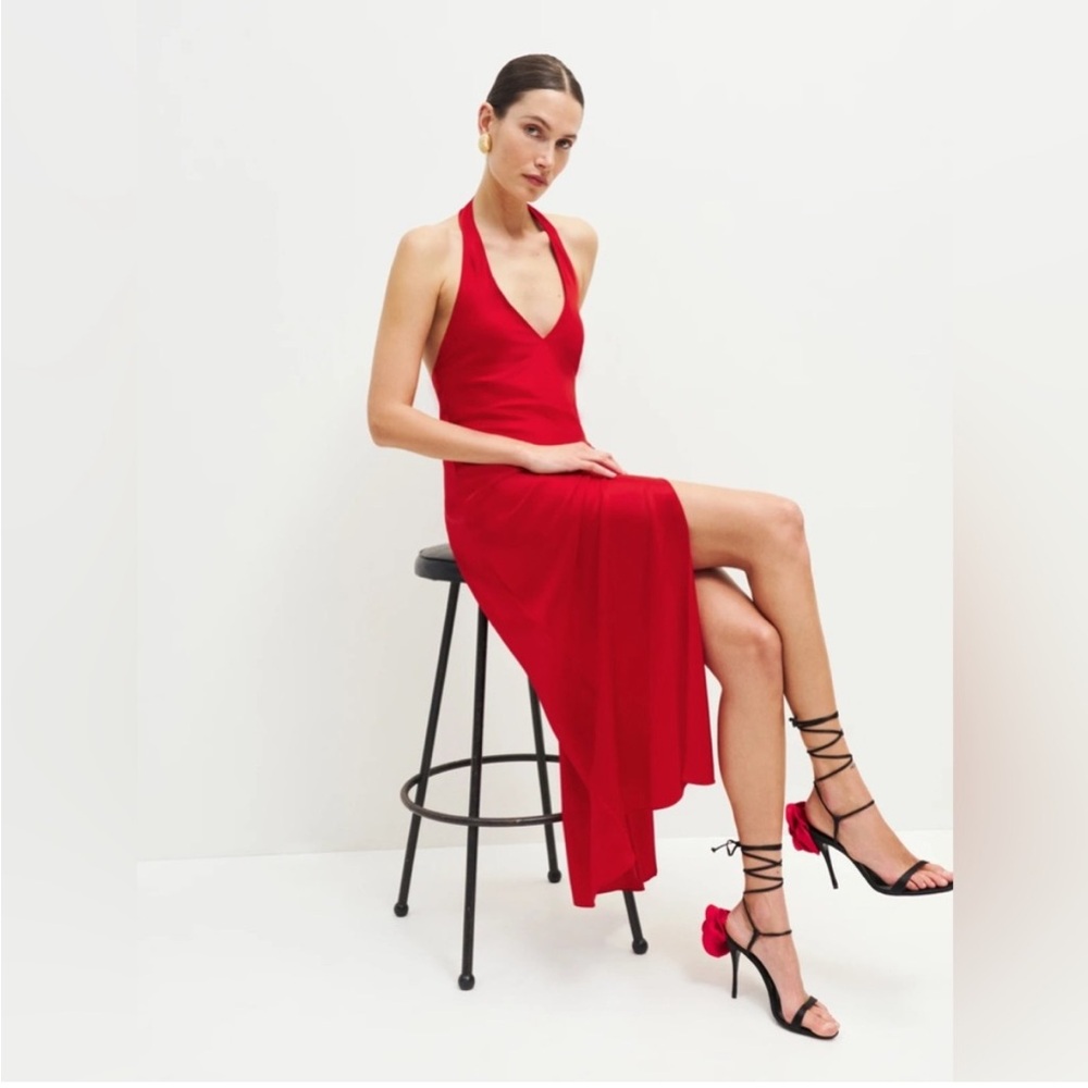 NEW NWT Reformation Meral Satin Dress in Cherry
